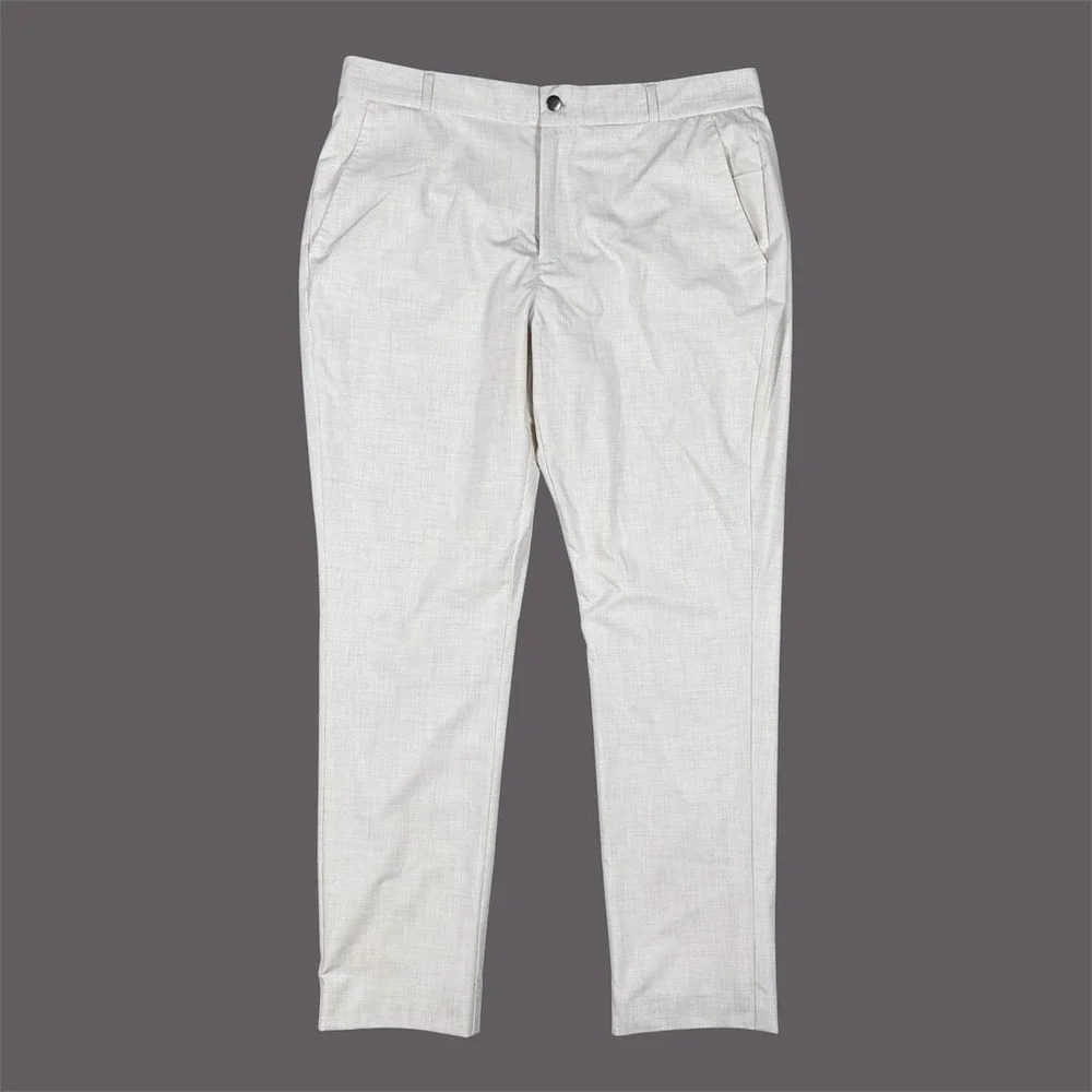 State & Liberty Dress Pants Men 37x32* Heather Cream Athletic Fit Stretch Suit